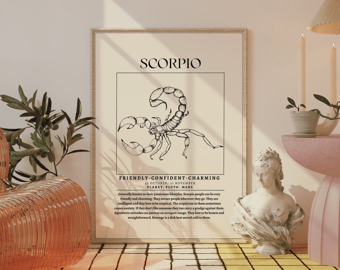 Scorpio Poster Wall Art ~ Scorpio Gifts ~ Scorpio Zodiac Print ~ Scorpio Birthday Gifts Women ~ Scorpio Affirmation Poster ~ Astrology Print