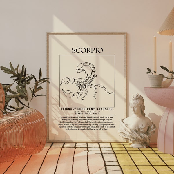 Scorpio Poster Wall Art ~ Scorpio Gifts ~ Scorpio Zodiac Print ~ Scorpio Birthday Gifts Women ~ Scorpio Affirmation Poster ~ Astrology Print