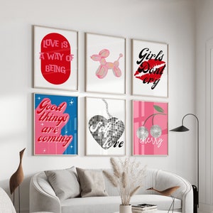 Decoración estética de la habitación Arte de pared de moda de los años 70 ~ Cartel retro de tipografía de moda ~ Se acercan cosas buenas Chicas, no llores mamá Soy un hombre rico Y2k