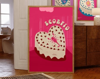 Póster del zodiaco Escorpio: Arte mural con aura espiritual (descarga digital)
