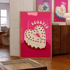Scorpio Poster Wall Art ~ Scorpio Gifts ~ Scorpio Zodiac Print ~ Scorpio Birthday Cake Poster ~ Scorpio Affirmation Poster ~ Astrology