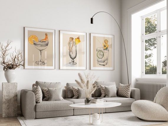 Retro Cocktail Prints Set: Bar Gallery Wall Art (Digital Download)