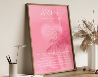 Aries Zodiac Aura Print: Star Sign Astrology Wall Art (Digital Download)