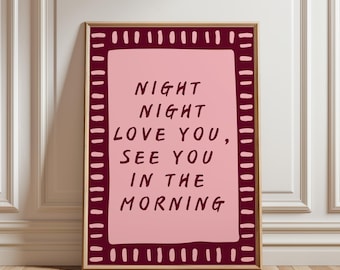 Night Night Love You Print, Kids Bedroom Decor