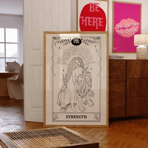 Tarot Wandkunst ~ Stärke Tarot Karte Print Set ~ digitaler Download ~ himmlische Wandkunst ~ Tarot Poster ~ druckbares Set von 1 ~ mystische Wandkunst