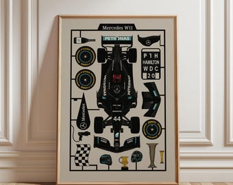 Formula 1 Racing Poster: Mercedes W11 F1 Art (Digital Download)