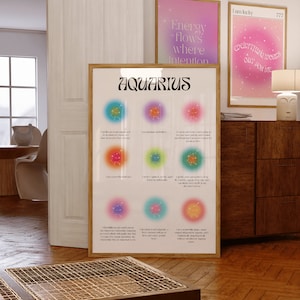 Aquarius Zodiac Print: Gradient Aura Astrology Poster (Digital Download)