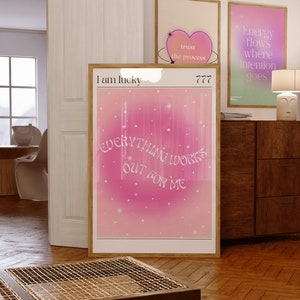 Cartel de aura de energía positiva rosa ~ Cartel espiritual ~ Impresión degradada ~ Cartel de aura colorido ~ Arte de pared de aura ~ Arte de pared de moda ~ Póster Y2k