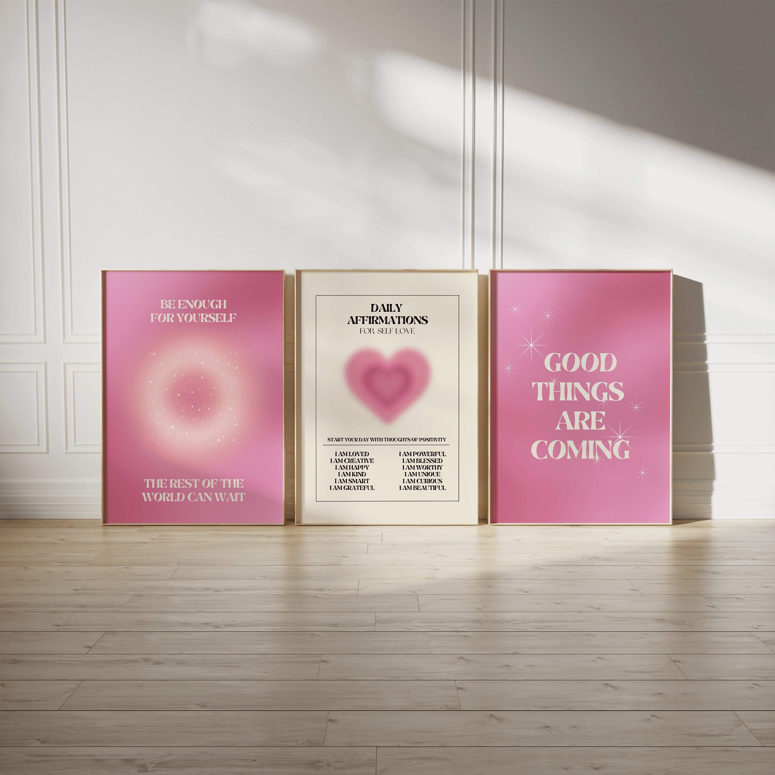 Pink Aura Affirmation Poster Set 3 : Retro Spiritual Wall Art (digital ...