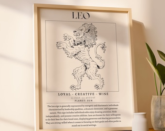 Leo Zodiac Print: Lion Astrology Poster (Digital Download)