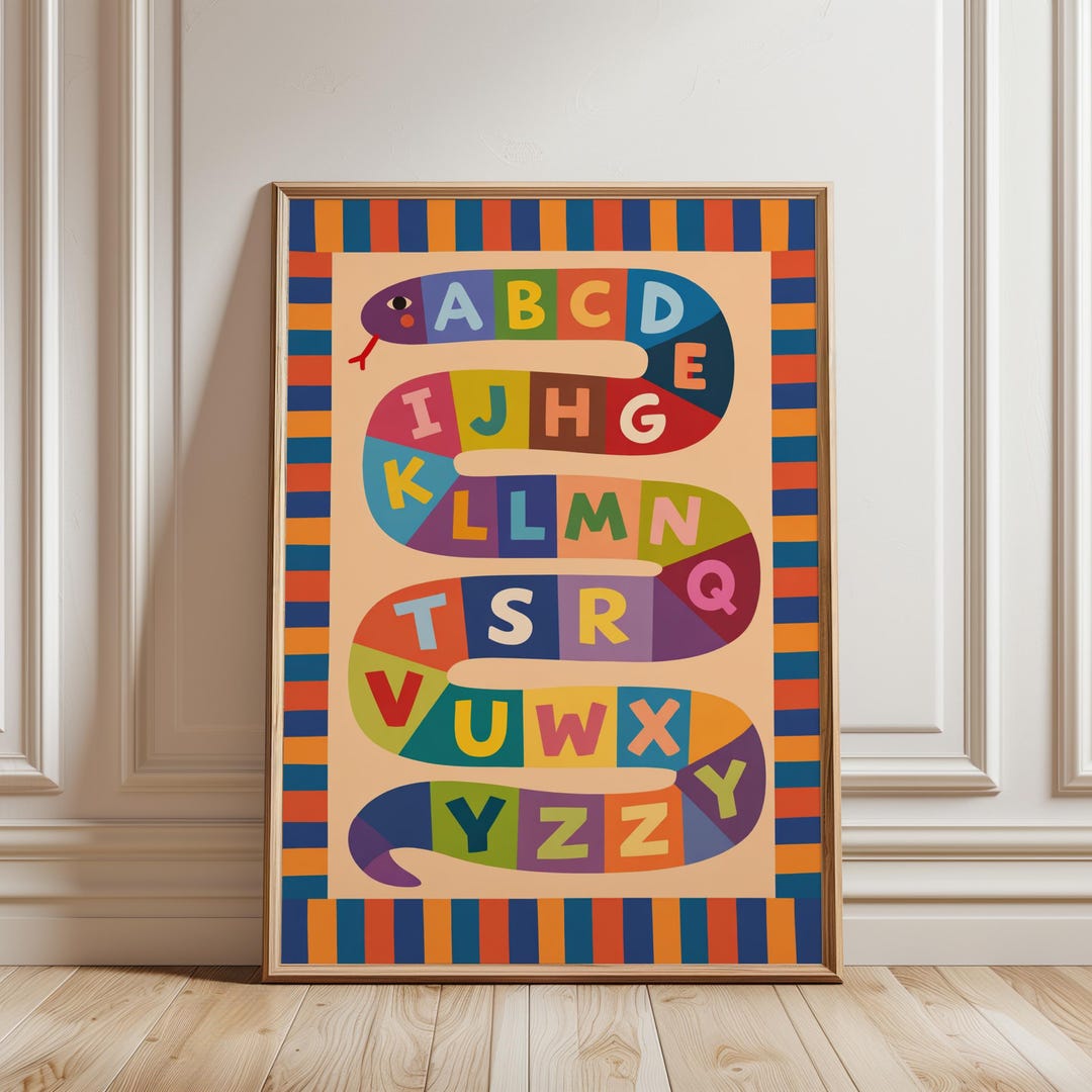 Alphabet Snake Wall Art, Colorful ABC Learning Poster, Educational ...