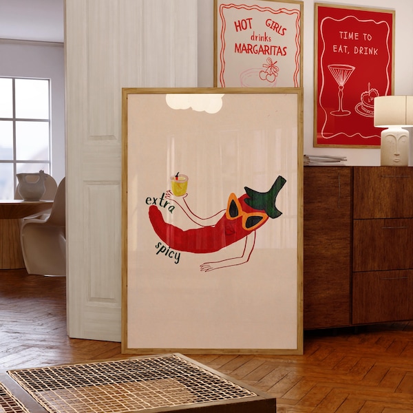 Spicy Chilli Art Print: Abstract Kitchen Decor (Digital Download)