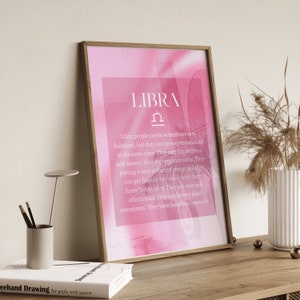 Libra Zodiac Print: Pink Aura Gradient, Spiritual Astrology (Digital Download)