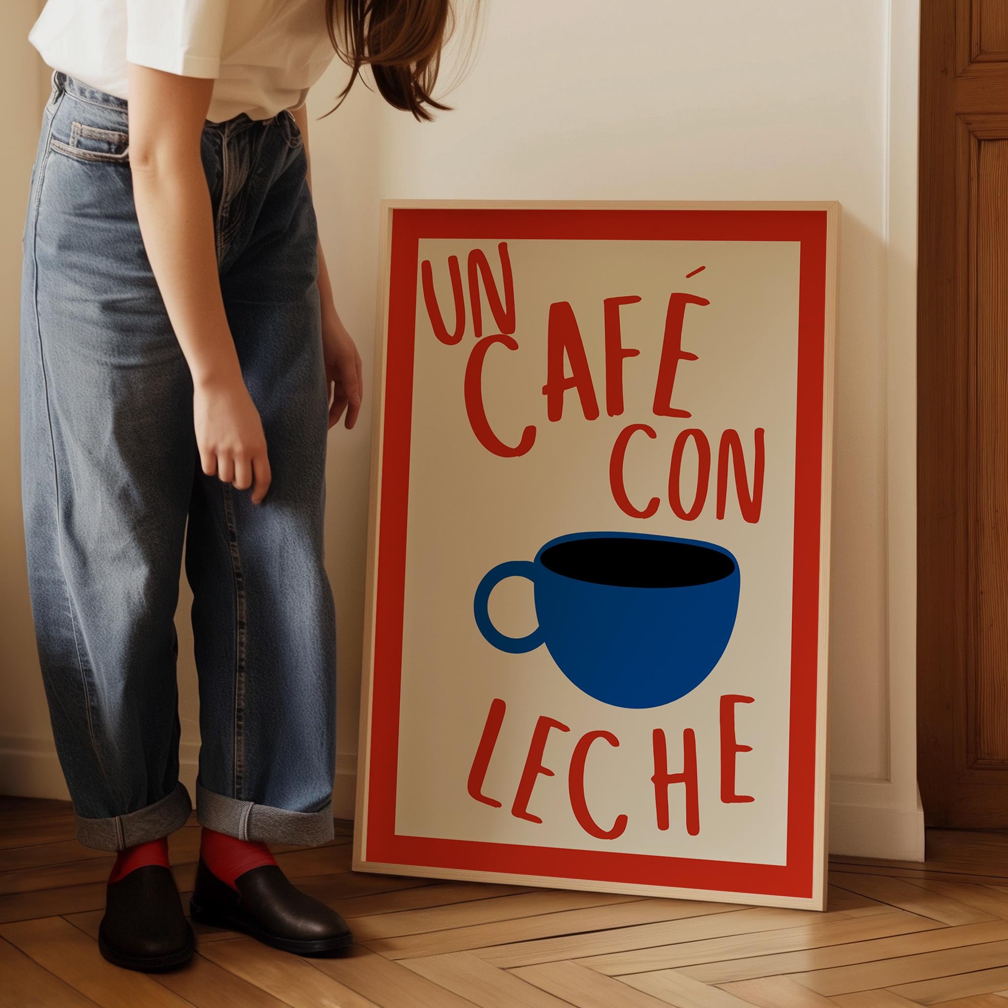 Cafe Con Leche Print: Retro Spanish Kitchen Art (Digital Download)