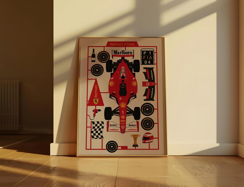 Formula 1 Racing Poster: Ferrari F2004 F1 Print (digital Download) - Etsy