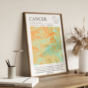 Cancer Zodiac Wall Art ~ Astrology Gifts ~ Digital Download ~ Cancer Star Sign Print~ Spiritual Wall Art~ Cancer Wall Art ~ Cancer Print