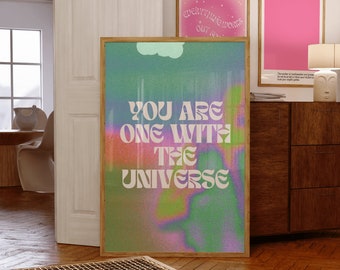 Manifest Poster ~ Positive Affirmations Poster ~ Spiritual Poster ~ Retro Wall Decor ~ Y2K Aesthetic Art ~ Trendy Wall Art ~ Psychedelic Art