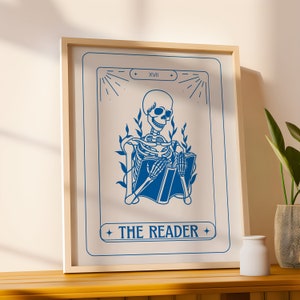 Der Leser Druck ~ Tarot Druck ~ Skelett Wand Kunst ~ Helle Drucke ~ Himmlische Druck ~ Sternzeichen Druck ~ Wandbehang ~ Buch Druck