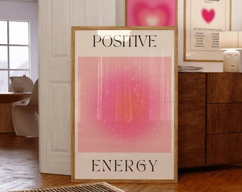 Affiche Aura d&#39;énergie positive rose ~ Affiche spirituelle ~ Gradient Print ~ Affiche Aura colorée ~ Aura Wall Art ~ Trendy Wall Art DIGITAL DOWNLOAD