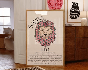 Personalized Leo Zodiac Poster: Astrology Print (Digital Download)