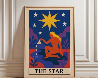 Der Stern Tarot Print, bunte Tarot Wandkunst, digitaler Download