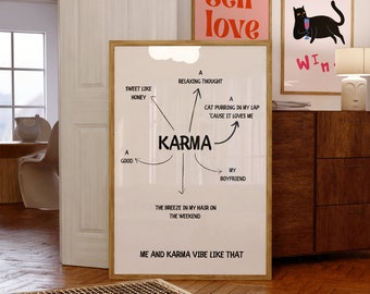 Taylor Karma Wall Print ~ Karma Is A Cat Print ~ Cat Wall Art ~ Lyrics Digital Download Prints ~ Large Printable Art ~ Downloadable Prints