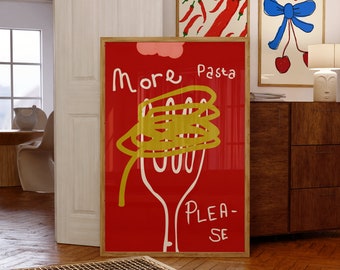 Spaghetti Poster: Retro Kitchen Pop Art Print (Digital Download)