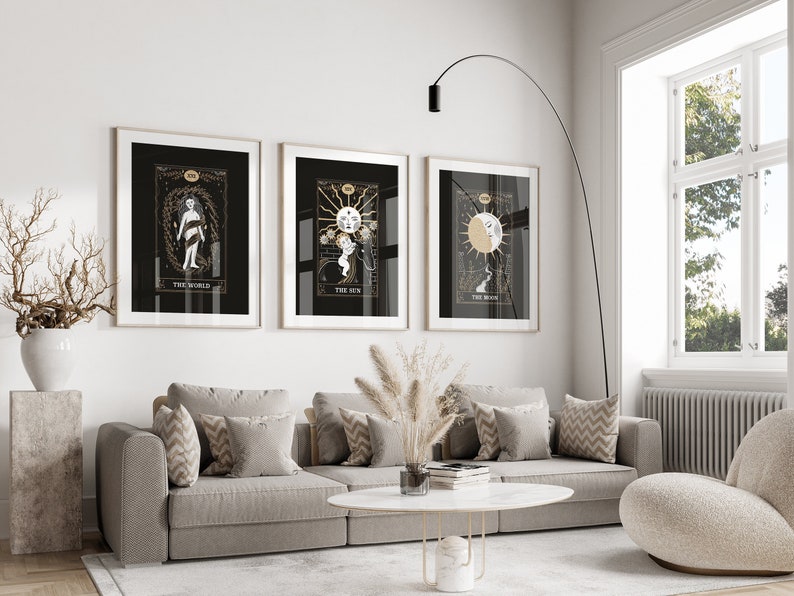 The Sun and the Moon Tarot Cards Print Set Wall Art Set of - Etsy