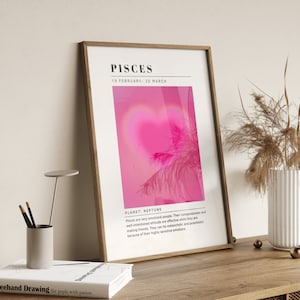 Pesci Zodiac Tarot Card Wall Art - Aura Poster - Pink Aura Poster - Segno zodiacale Download istantaneo Stampa - Spiritual Wall Art - Aura Gradient
