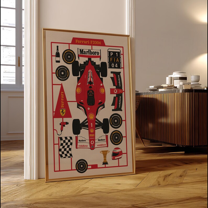 Formula 1 Racing Poster: Ferrari F2004 F1 Print (digital Download) - Etsy