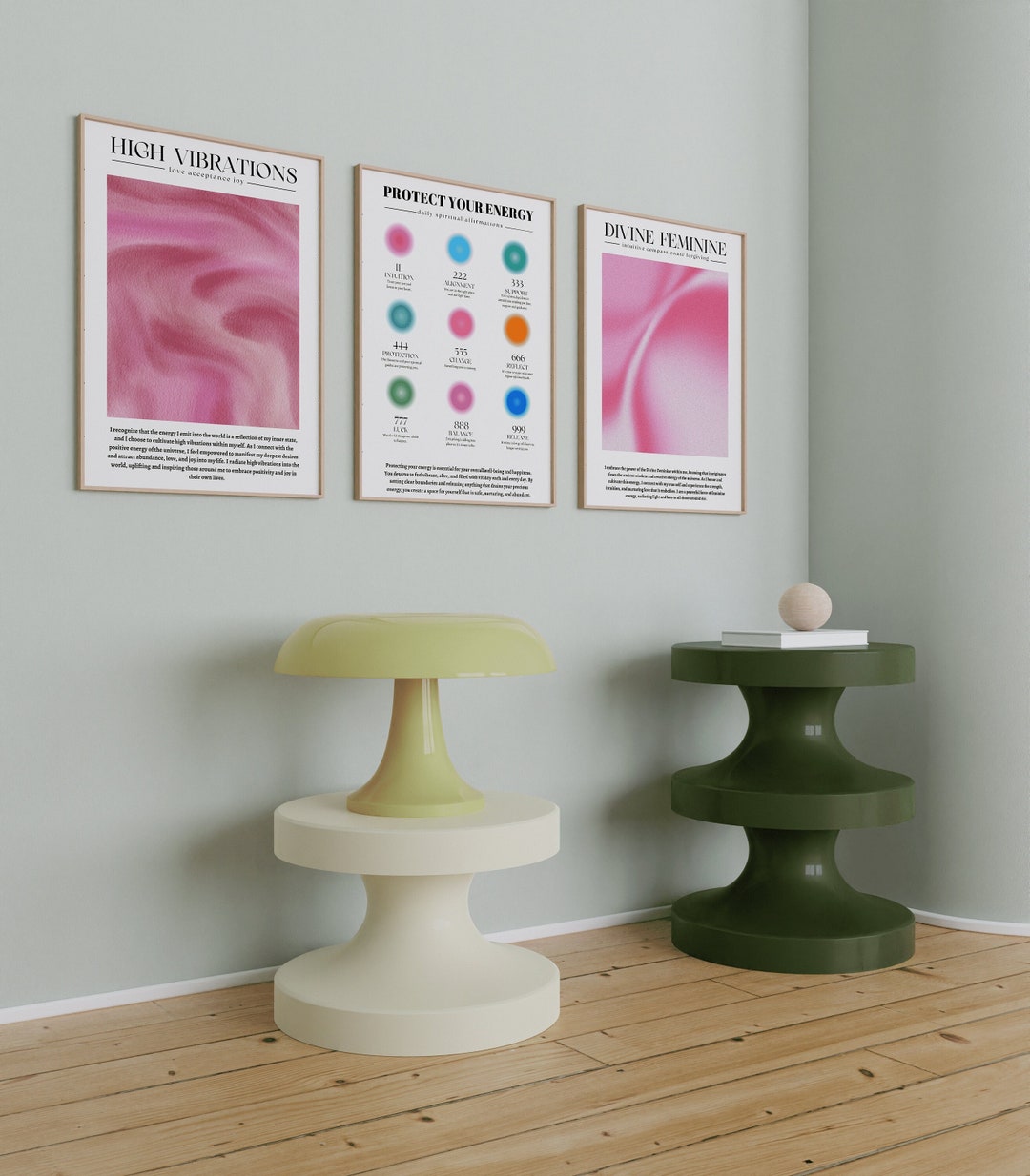 Pink Positive Aura Poster Set of 3 ~ Affirmation Poster ~ Divine ...