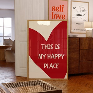 This Is My Happy Place Print ~ Red Poster ~ Aesthetic Room Decor ~ Apartment Decor Aesthetic ~ Trendy Maximalist Wall Art ~ Cute Wall Decor