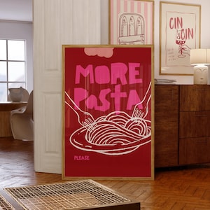 Spaghetti Poster: Retro Kitchen Pop Art Print (Digital Download)