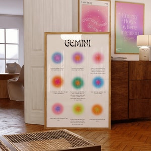 Zwillinge Aura Poster ~ Gemini Print Sternzeichen ~ Astrologie Print~ Gradient Zodiac Print ~ spirituelle Wandkunst~ Trendy Wandkunst