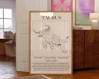 Taurus Zodiac Art Print: Astrology Spiritual Decor (Digital Download)