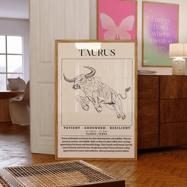 Taurus Poster ~ Taurus Gifts ~ Taurus Zodiac Print ~ Taurus Birthday Gifts ~ Taurus Affirmation Poster ~ Astrology Print ~ Spiritual Poster