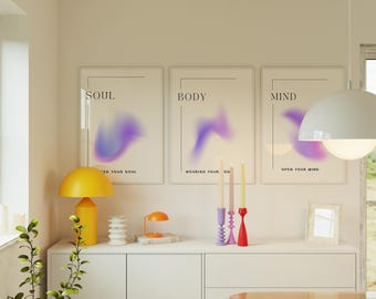 Set di stampe Mente Corpo Anima: Decorazione per la sala yoga (download digitale)