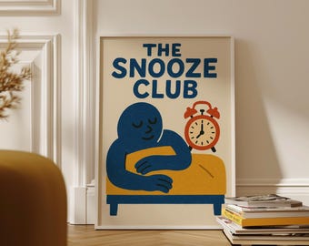 Decoración de pared del Snooze Club: Lámina retro para amantes del sueño (descarga digital)