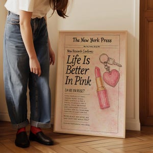 Poster Life is Better in roze, make-updecor voor meisjes