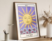 Retro Sun Tarot Card Print: Mystical Astrology Poster (Digital Download)