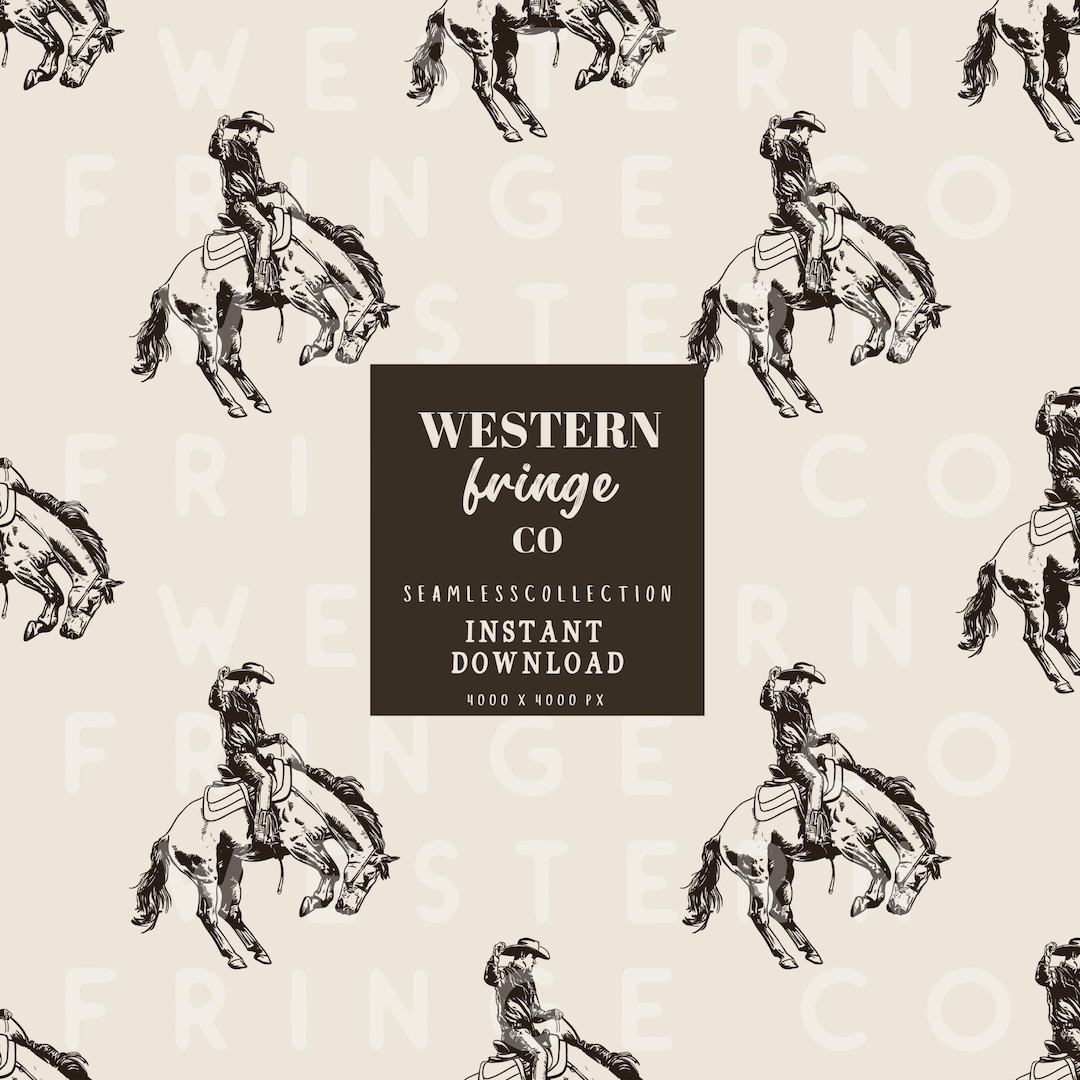 Cowboy Seamless Pattern Design, Western Seamless Pattern Design, Trendy ...