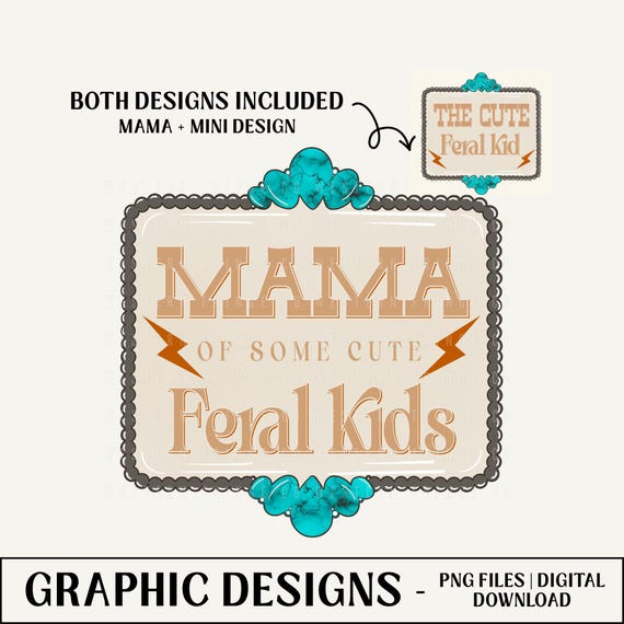 Western Mama Png, Retro Mama Png, Country Mom Png, Western Mama Svg, Trendy Mom Png, Retro Mom Design, Wranglin' Feral Kids