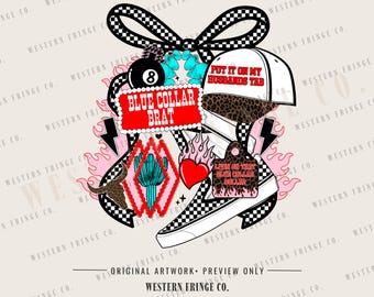 Blue Collar Sublimation Design, Western Cowboy Graphic Design, Country Rodeo Svg, Trendy Western Style Graphics, Cowboy Design Png