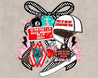 Blue Collar Sublimation Design, Western Cowboy Graphic Design, Country Rodeo Svg, Trendy Western Style Graphics, Cowboy Design Png