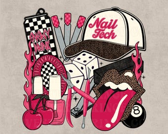 Retro Nail Tech Shirt PNG | Trendy Sublimation Graphic | Hairstylist Western Shirt Design | Western Design Download