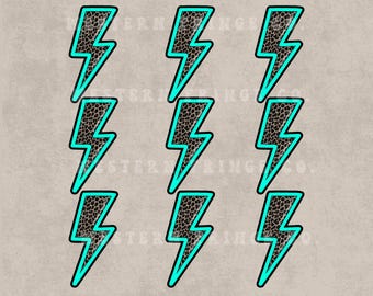 Western Lighting Bolt Graphic Design, Turquoise Cowgirl Designs, Distressed Leopard Style Designs, Retro Shirt PNG, Western Sublimation File