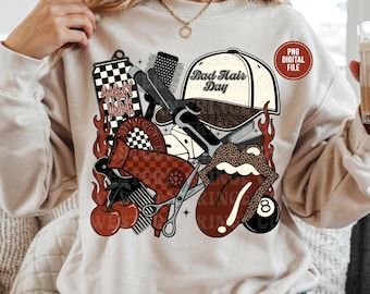 Retro Hairstylist Shirt PNG | Trendy Sublimation Graphic | Hairstylist Western Shirt Design | Western Design Download