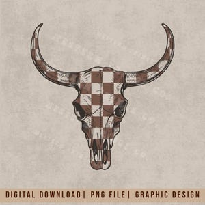 Calavera occidental PNG, diseño de calavera a cuadros occidental, vaquera grunge SVG, diseños occidentales de moda, diseños de sublimación occidentales PNG imagen 1