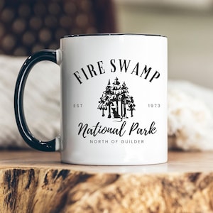 Fire Swamp National Park Mug, Cute Minimalist Fiction Coffee Mug, Fantasy Forest Coffee Lover Gift, Princess Bride Niche Mug Drinkware