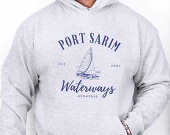 Port Sarim Waterways Hoodie, Minimalist Runescape Pullover Gift Boyfriend, OSRS Hoodie Gildan 18500, Old School Runescape Niche Shirt MMORPG